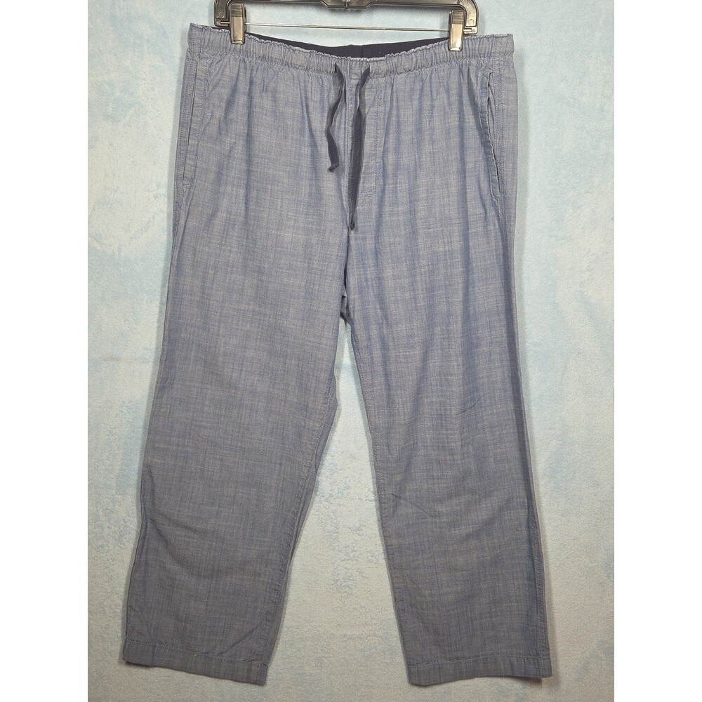 MENS GAP CHAMBRAY INDIGO COTTON PAJAMA LOUNGE PANTS LARGE POCKETS DRAWSTRING EUC